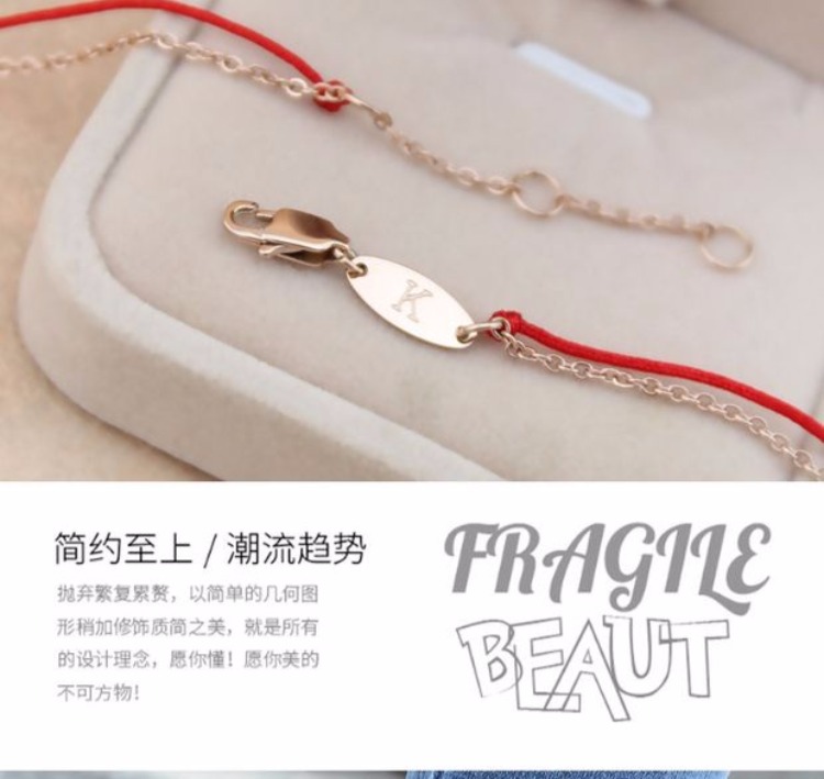 Năm sinh hoa đào đơn kim cương dây đỏ vòng chân nữ xã hội thời trang titan thép hoa hồng vàng hồng tà ác chống nhỏ lắc chân nữ phong thủy