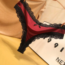 European and American Sexy lace lady underpants silk satin-free invisible Tiny pants female fiery hot seduction