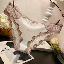 Sexy Lace Briefs Lady Mid Low Waist Comfort Pure Cotton Crotch Sweet Girl Student Triangle Pants Bottom Pants