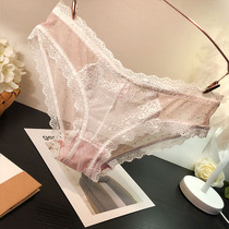 European And European Lace Panties Ladies Sexy Transparent Clairvoyant Lace Pure Cotton Crotch Girl Student Triangle Bottom Pants Pants