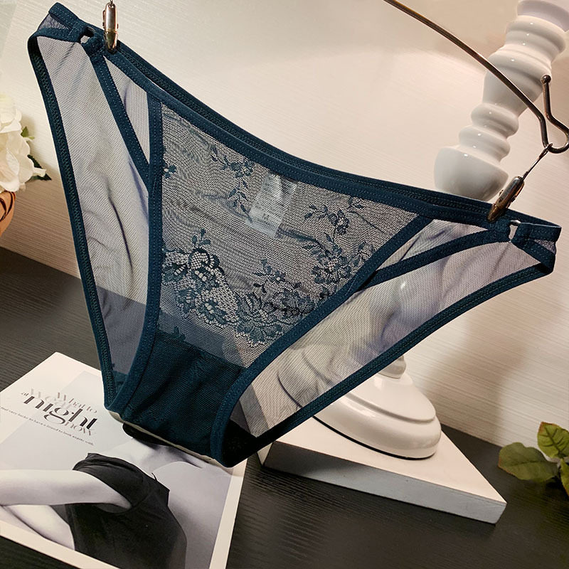 Sexy Lace Panties Ladies Sexy Hollow Low Waist Briefs Mesh Transparent Comfortable Cotton Crotch Safety Pants