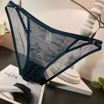 Sexy Lace Briefs Lady Sexy Hollowed-out Low Waist Triangle Pants Mesh Veil Transparent Comfort Pure Cotton Crotch Pants
