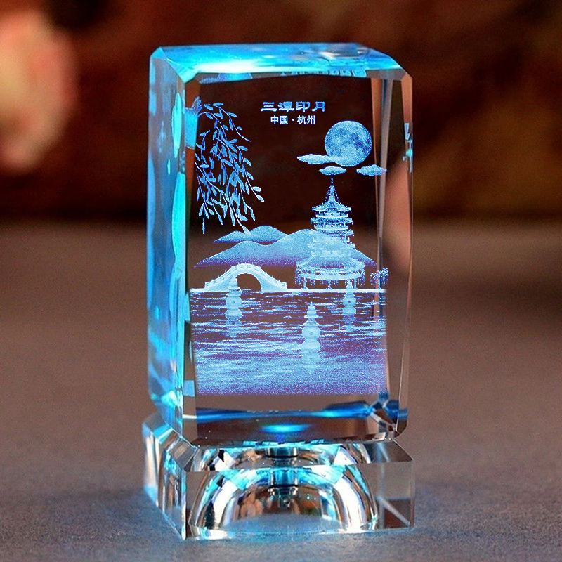 Creative Crystal Inner Sculpture Hangzhou West Lake Crystal Pendulum Pieces Triquine Moon Thunder Peak Tower Tourist Memorabilia Annual Conference Gift-Taobao