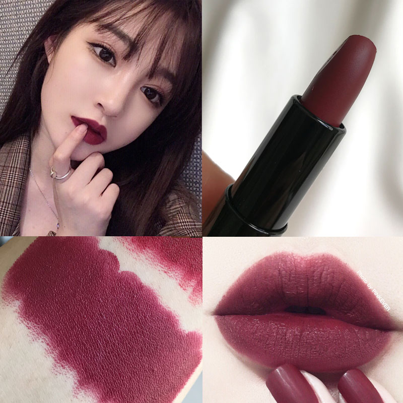 Holdlivemouth red plum brown large cherry Gu's aunt Color matte student with a muted voice lipstick