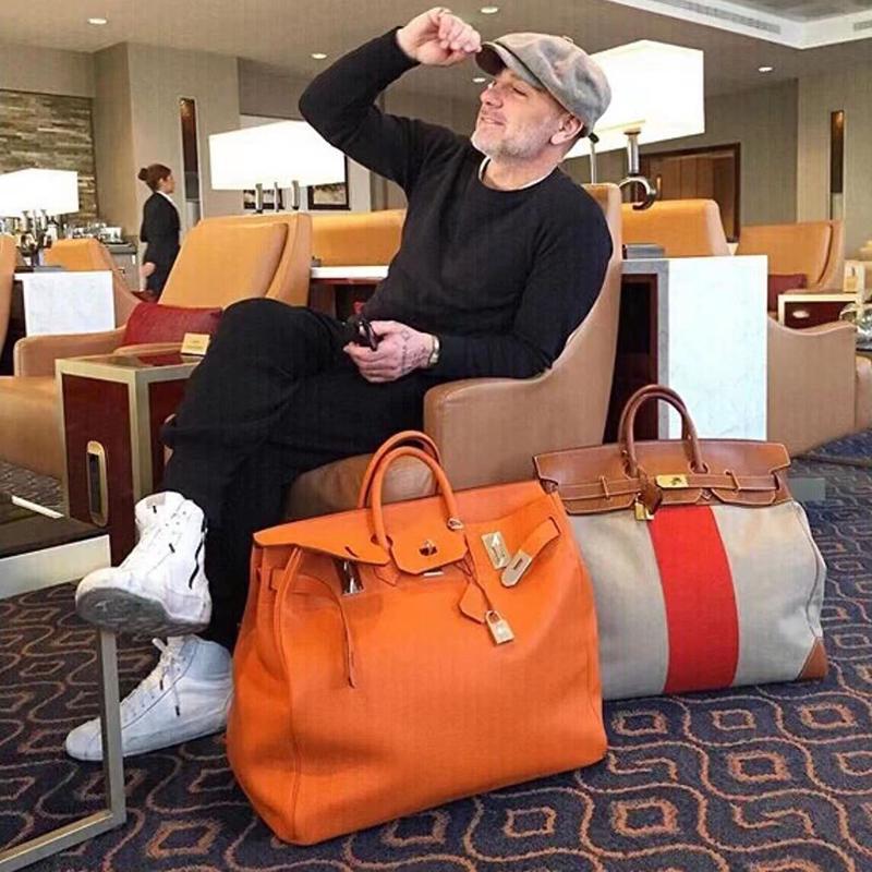 Gym Bag Travel Bag Hac50 Platinum Bag Genuine Leather Large Capacity Travel Bag Unisex Business Trip Hand Luggage Large Bag