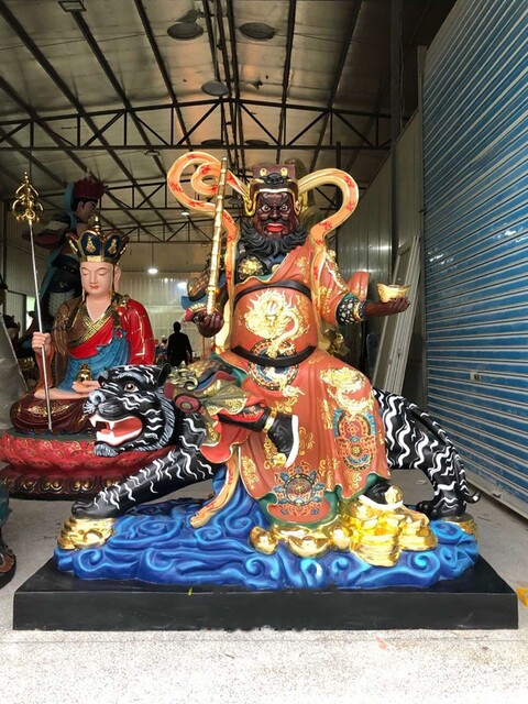 Wu Wealth God Zhao Gongming Five-Way God of Wealth Zhao Yuanshuai God of Wealth Wen Wealth Resin Frp Wood Carving Copper Carving Ornament