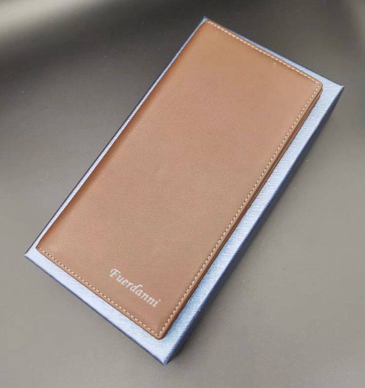 Fourny upscale Long version wallet Male leather head layer Bull Leather Money Clip Men 2 Fold Wallet Thin Business Leather Wallet