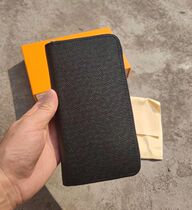 2022 genuine leather zipped wallet large capacity handbag fashion grid long section 8 screens men and women universal cow leather money clip