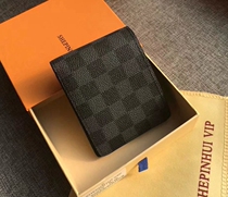 2022 European and American genuine leather printed wallet 2022 plaid suit men short clip fashion short Bull Leather Individuality 2 Fold