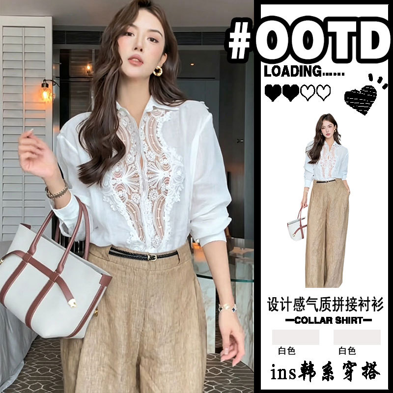 French Style Large Size White Ramie Long-Sleeved Shirt for Women 2026 New Style Polo Collar Lace Cut Out Sun Protection Cardigan Top French Style Large Size White Ramie Long-Sleeved Shirt for Women 2026 New Style Polo Collar Lace Cut Out Sun Protection Cardigan Top