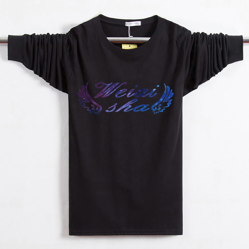 Mùa xuân và mùa thu mới cho nam áo thun dài tay cộng với phân bón XL cotton tròn cổ trung niên quần lỏng nam áo thun ba lỗ