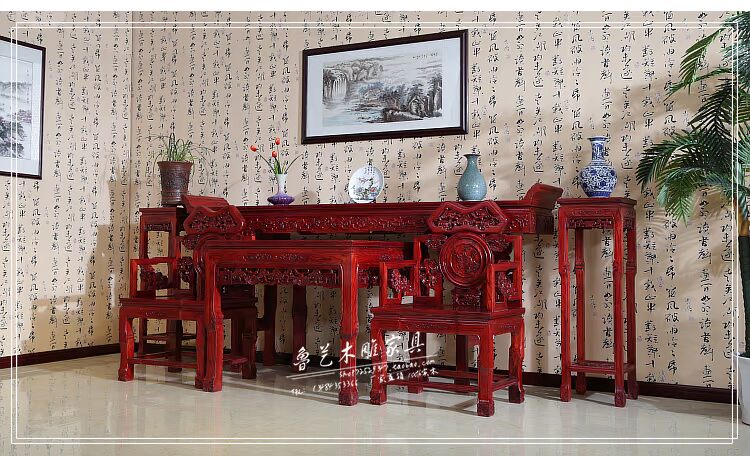 Trung Quốc cổ gỗ rắn đồ nội thất Nam Elm Ganoderma lucidum Zhongtang trường hợp Tám người bất tử bảng Zhongtang bốn mảnh bộ Zhongtang sáu mảnh - Bàn / Bàn 	bộ bàn ghế gỗ tân cổ điển	