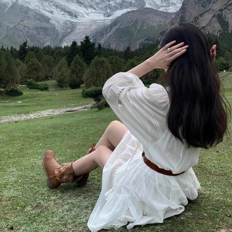 French-Style White Long-Sleeved Dress for Women, Autumn High-End New Model, Petite, Suitable for Northwest Xinjiang Travel and Vacation, Short Dress French-Style White Long-Sleeved Dress for Women, Autumn High-End New Model, Petite, Suitable for Northwest Xinjiang Travel and Vacation, Short Dress
