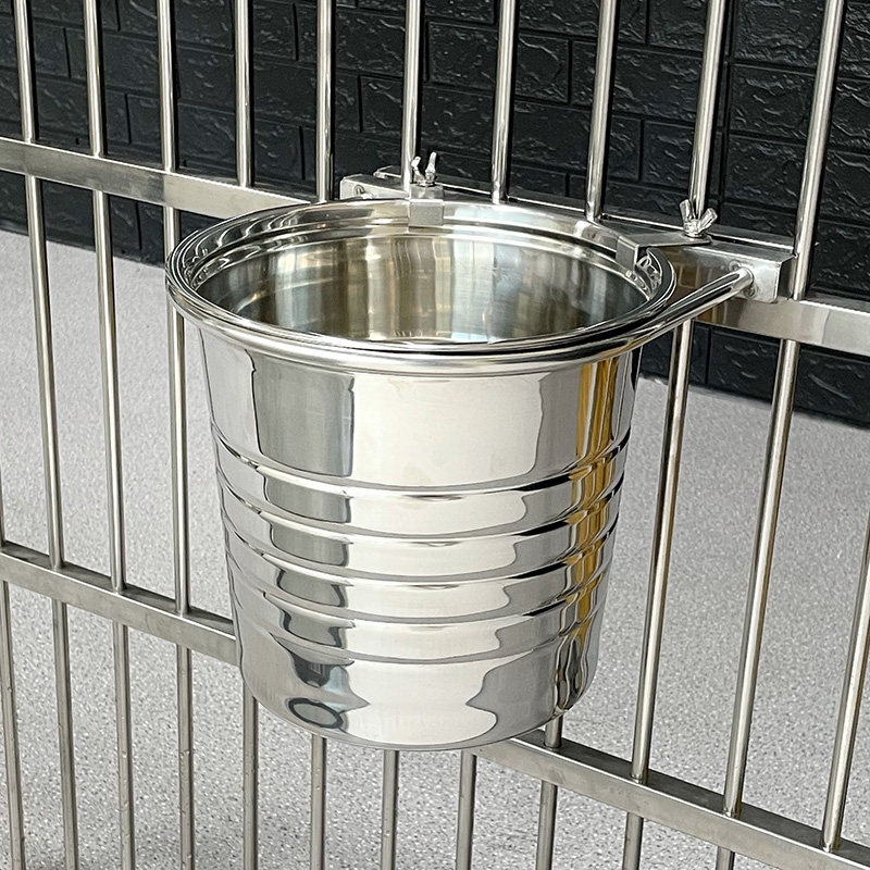 Dog Basin Dog Bowl Stainless Steel Water Feeder Drinking Water Basin Dog Cage Fixed Suspended Anti-Beat Pet Dog Dog Drinking Water Bucket-Taobao