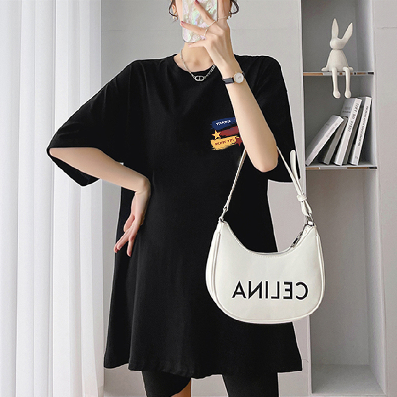 Simple Korean-Style Maternity T-Shirt, Summer Pure Cotton Versatile Mid-Length Short-Sleeve Top for Pregnant Women, Conceals Belly Without Revealing Pregnancy