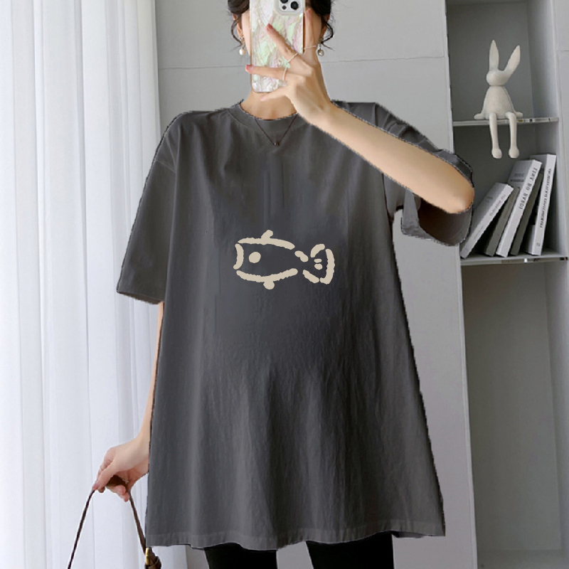 Maternity Tops Summer Style 2025 New Pure Cotton Short-Sleeved T-Shirt for Pregnant Women to Cover the Belly and Look Slim, High-End Style Short-Sleeved Wear