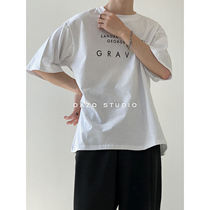 DAZO summer Korean letter short sleeve T-shirt men simple handsome loose trend minimalist Half sleeve body shirt chic