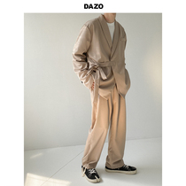 DAZO Han Version Suit Men Suit Loose Casual West Suit Trend Handsome 2 sets 100 lap pure color sleeve