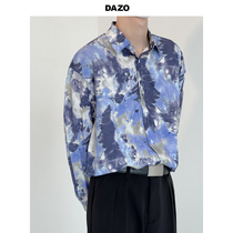 DAZO Dye Shirt Male Spring Loose Long Sleeve Shirt Handsome Korean version Trend Ins small crowd design Sensation Blouse