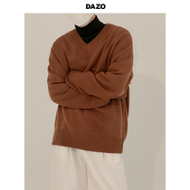 DAZO retro vintage needlework sweater mens loose 100 hitch windward V-led weaters and the Korean version of the trend