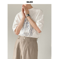 DAZO Summer Casual Short Sleeve T-shirt Boy Loose 50% Sleeve Body Shirt Man 100 hitch a Korean version Trend student