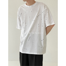 DAZO personality splashing ink short sleeve male Korean version of loose handsome Half sleeve T-shirt Joker trend chic T-shirt