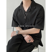 DAZO abstinence pure color polo shirt mens ins summer minimalist short sleeve T-shirt Korean trend shirt men