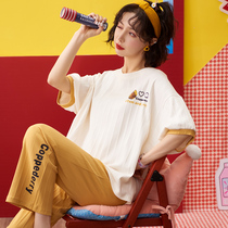Pajamas womens summer thin cotton short-sleeved trousers spring and autumn summer 2021 new home wear two-piece suit