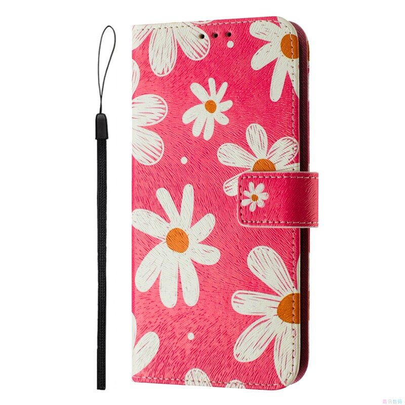 Red Chrysanthemum Is Suitable for Galaxy S26/S25/S24/S23/S22/S21/S20 Ultra/Plus+/Fe Samsung Flip Phone Case S10/S9/S8 Leather Phone Case