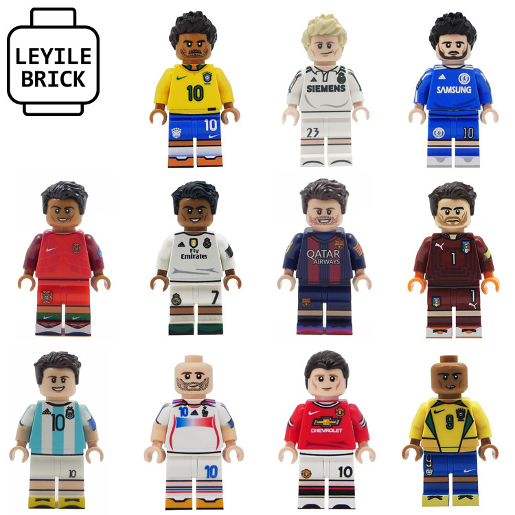 Le Yile Printing Minifigures Sports Football Messi Buffon Ronaldo Beckham Kaka