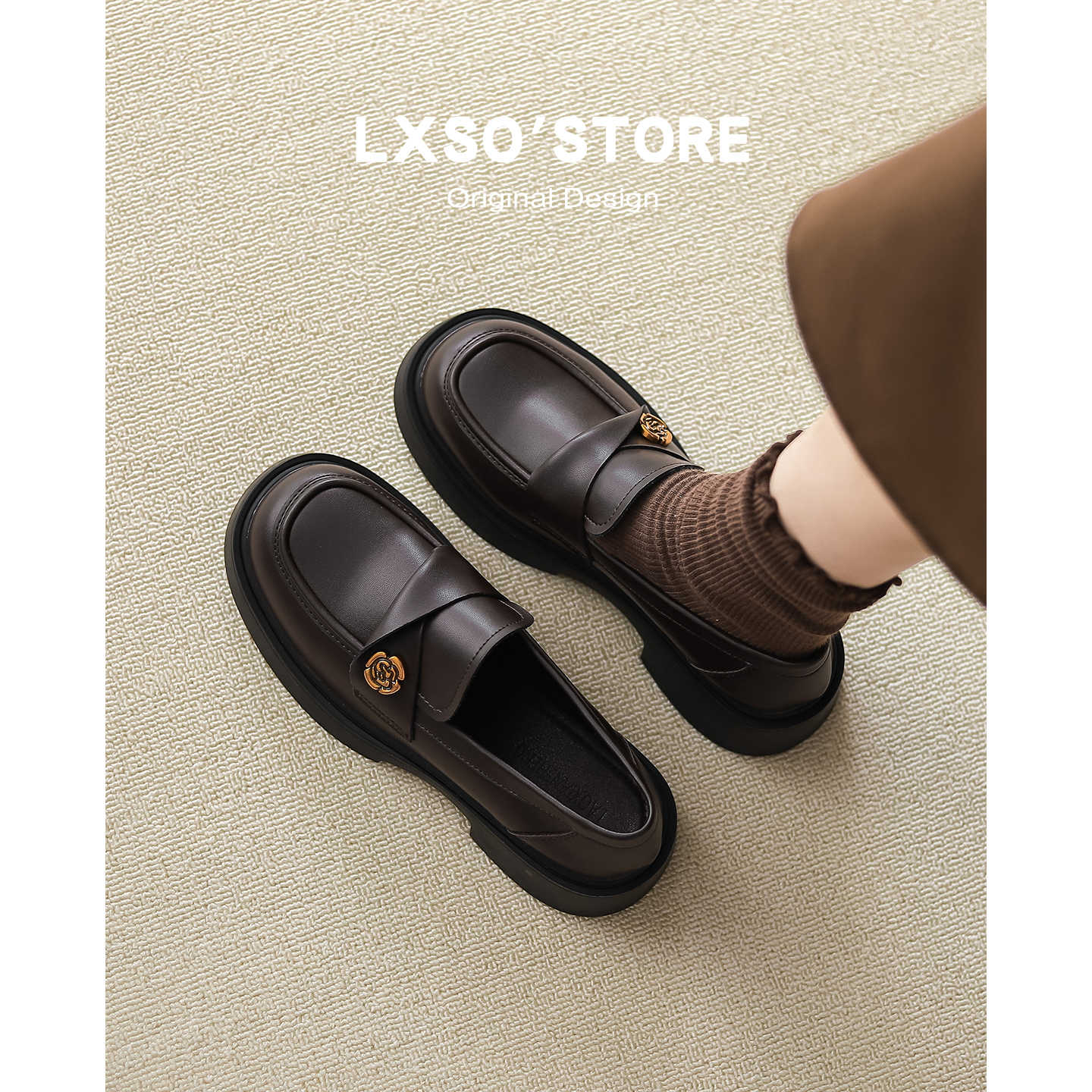 chunky heel women's shoes black loafers british small leather