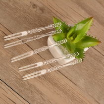 Disposable fruit fork bamboo fork transparent fruit fork two fork cake fork fruit needle transparent bamboo fruit fork