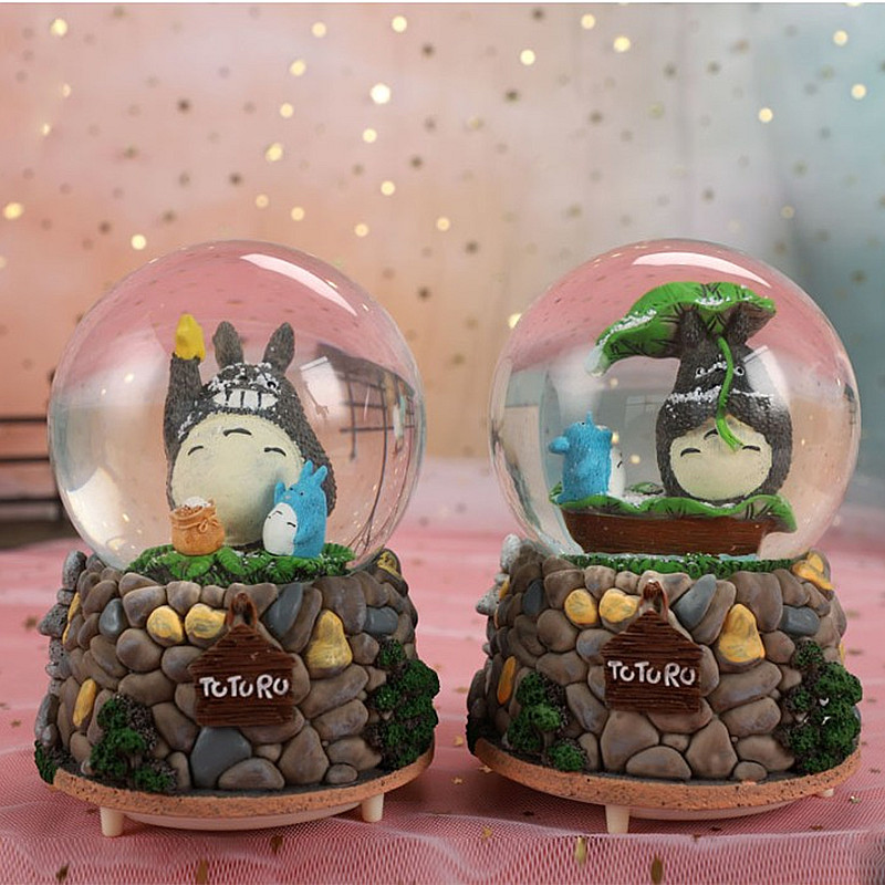 Color lightFlowFlowers Cartoon Dragon Glass Crystal Ball Music Box Creative Gift for Girls