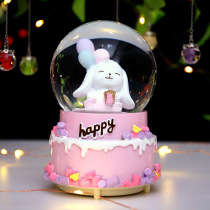 Creative lanterns floating snowflakes cute cake rabbit glass crystal ball music box girls childrens birthday gifts