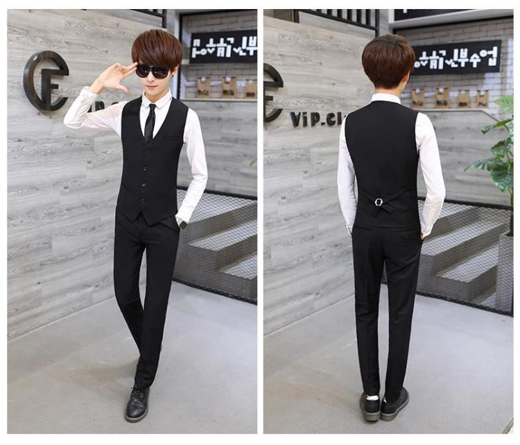 Bộ đồ vest nam công sở chuyên nghiệp Hàn Quốc Slim thanh niên sinh viên chú rể phù rể đám cưới - Suit phù hợp quần nam