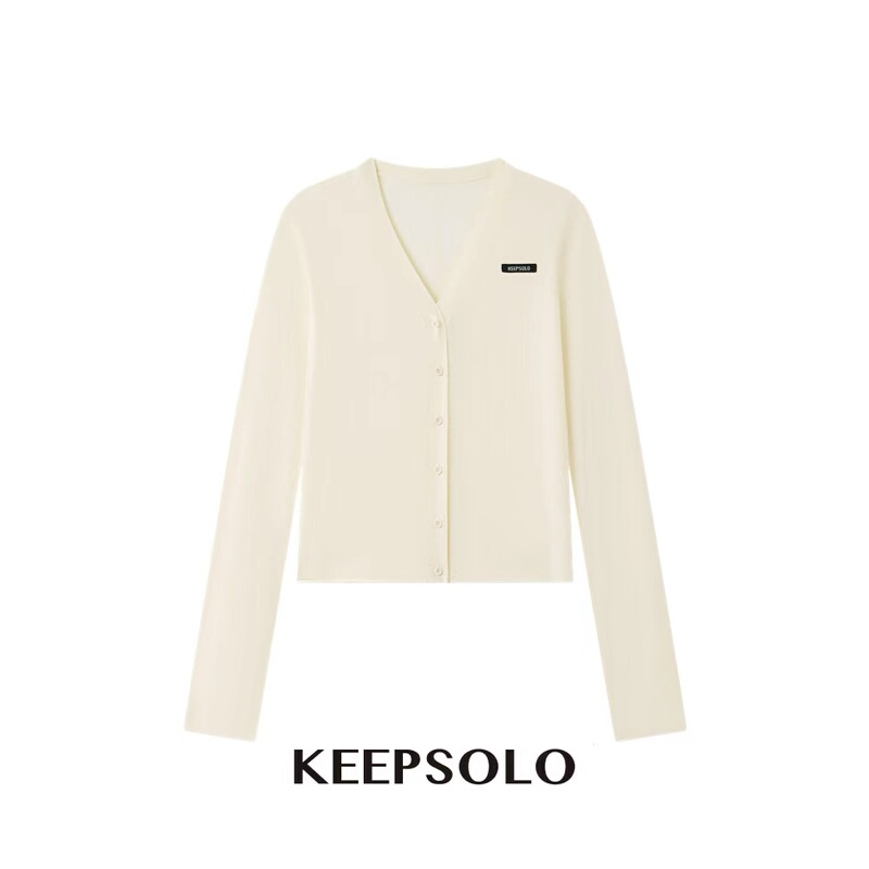 Keepsolo "Duchun Xiaoshan" V-Neck Woven Label Wool Knit Cardigan 26Ss015