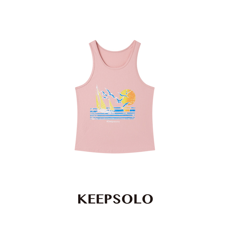 Keepsolo "American Casual" Washed Nautical Print Vest 26Ss099