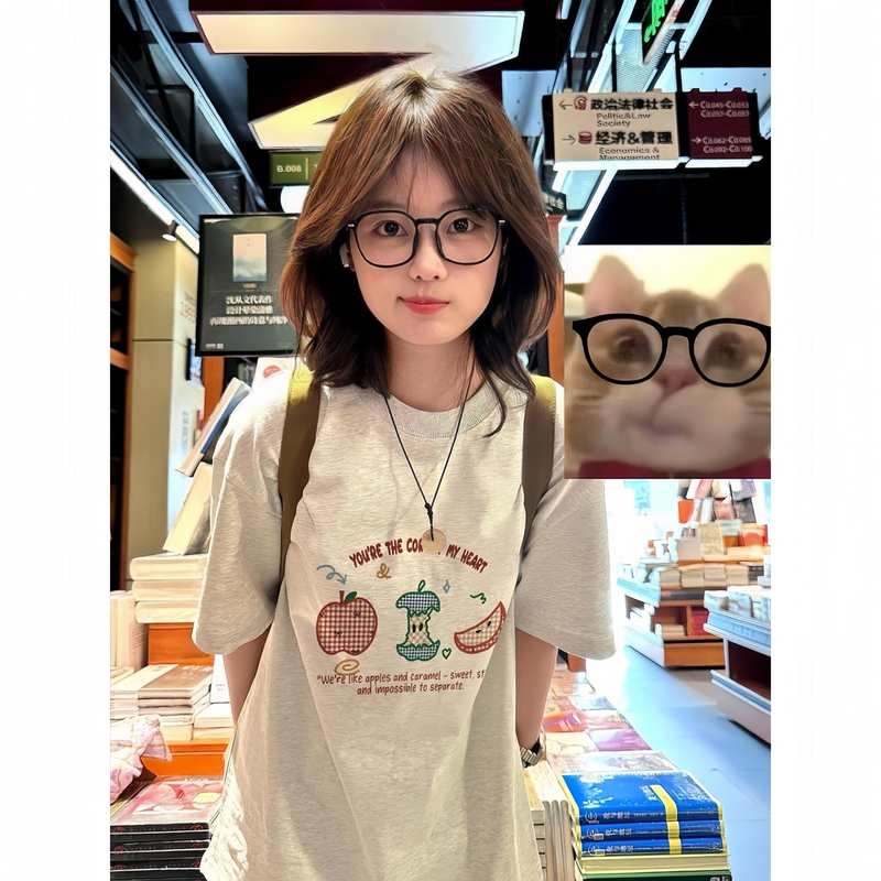 Trendy Short-Sleeve T-Shirt for Girls, Summer 2026, Suitable for Middle School, High School, and College Students, Loose Fit Half-Sleeve Top