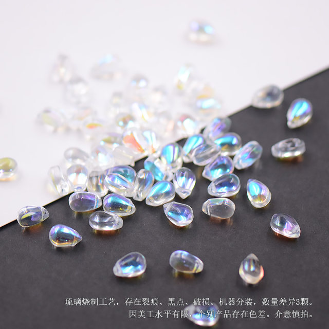 50 pcs 6x9mm glossy water drop glass beads crystal antique Hanfu hair accessories hairpin handmade diy beading material