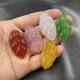 Natural genuine white chalcedony agate leaf pendant green agate golden branch jade leaf pendant yellow agate leaf