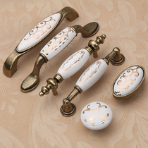  Ceramic handle Antique cabinet handle European simple cabinet door handle Pastoral wardrobe drawer small handle