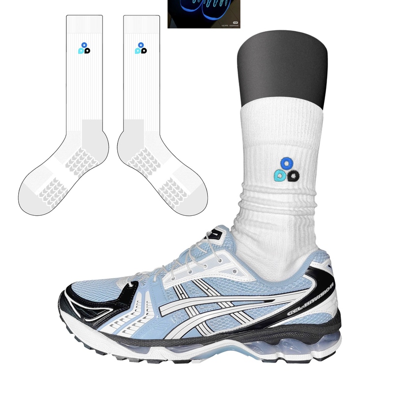 Oddly Life2.0 Extra Long Tube 2-Pack Lycra Pure Cotton Sports Socks with Towel Bottom 10A Antibacterial and Deodorant White