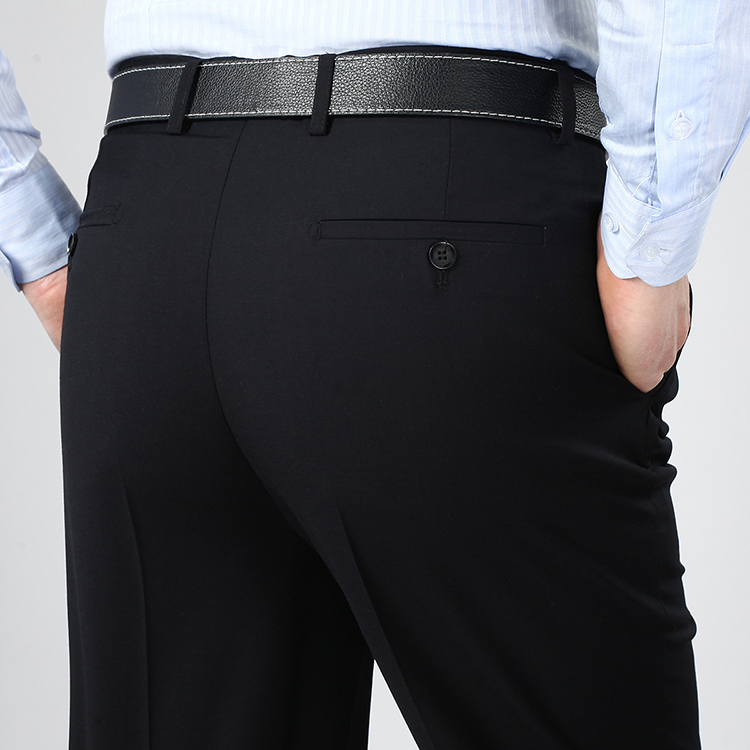 Mùa hè mỏng nam trung niên quần cao eo lỏng đôi xếp li phù hợp với quần nam mùa hè miễn phí hot straight quần dài quần âu đen