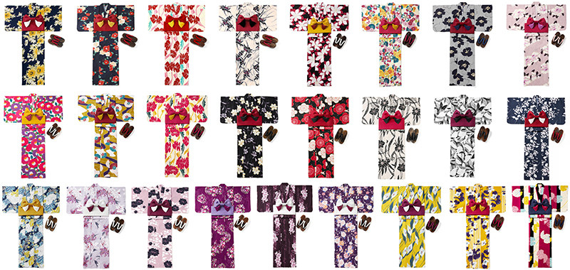 Japanese GRL and bath clothes 3 pieces of a flower handle and a summer temple will be performed with (dark-coloured system)