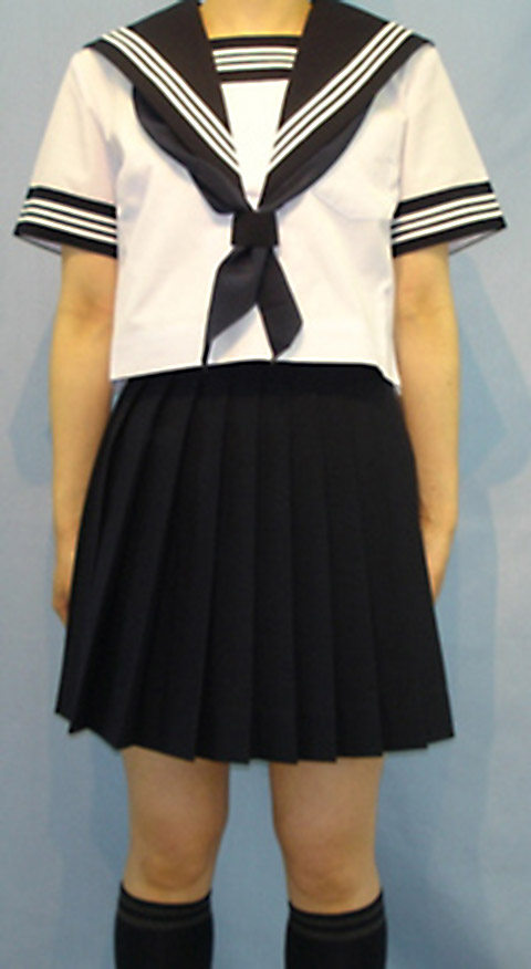 Japanese school for summer JK uniforms short sleeve sailor clothing Kansai lapis collar white three Japanese systems