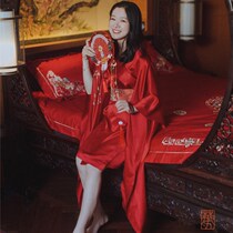 Wedding morning robe cheongsam Hanfu version full of Chinese elements Song brocade non-heritage cutting process