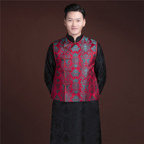 Huafen Chinese wedding dress customization Mens Chinese wedding dress Black Pisces robe Red and green Pisces jacket customization