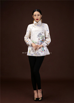  Huafen wedding dress original Chinese dress Silk white heavy satin hand embroidery character painting Casual Fengxian costume Ancient costume