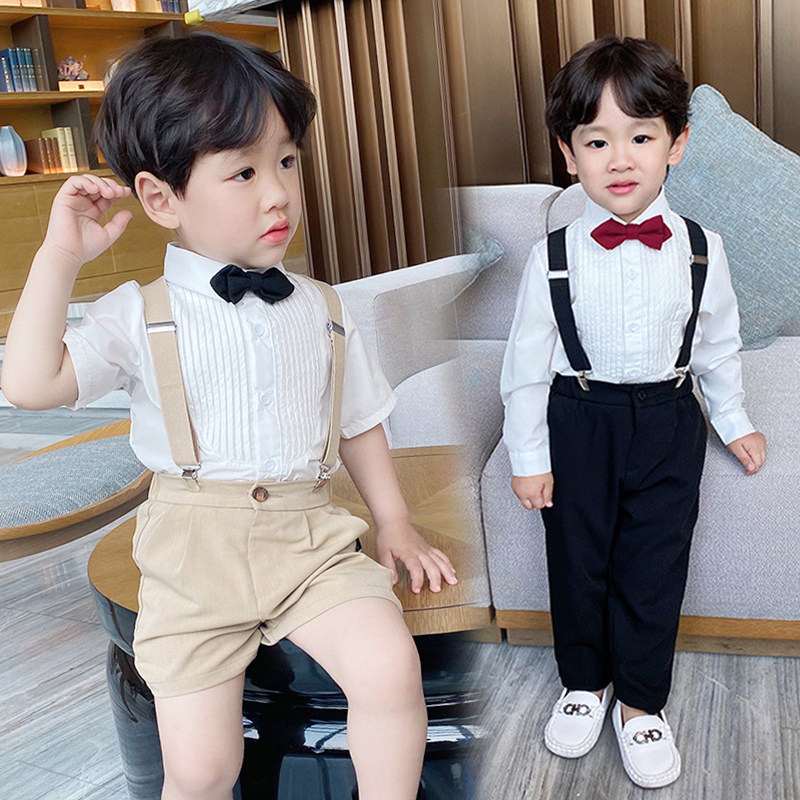 Boys' dress straps children's suit suit summer baby's first birthday party birthday boy performance clothing flower girl small suit