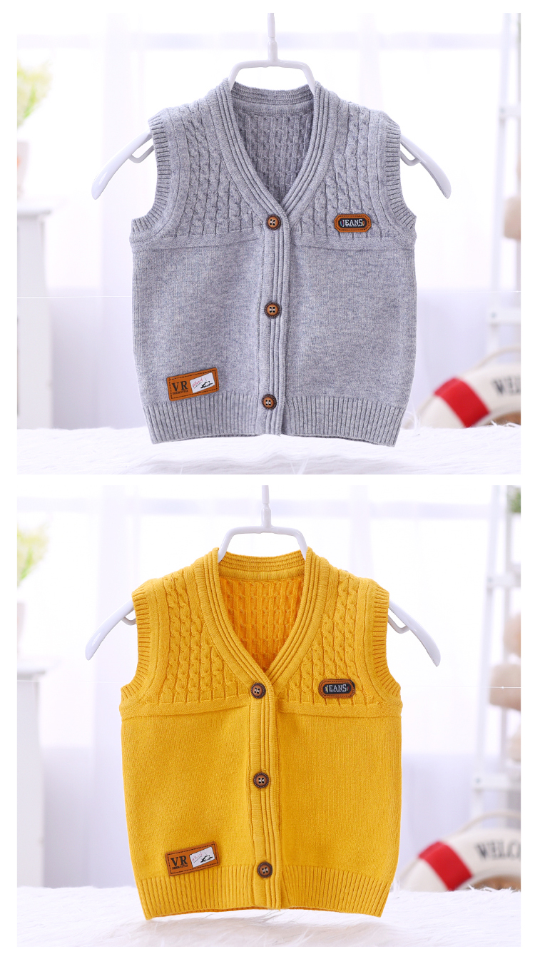 Bé vest mùa xuân và mùa thu chàng trai và cô gái vest áo len sơ sinh bé cardigan áo khoác cotton vest 0-1-2-3 tuổi